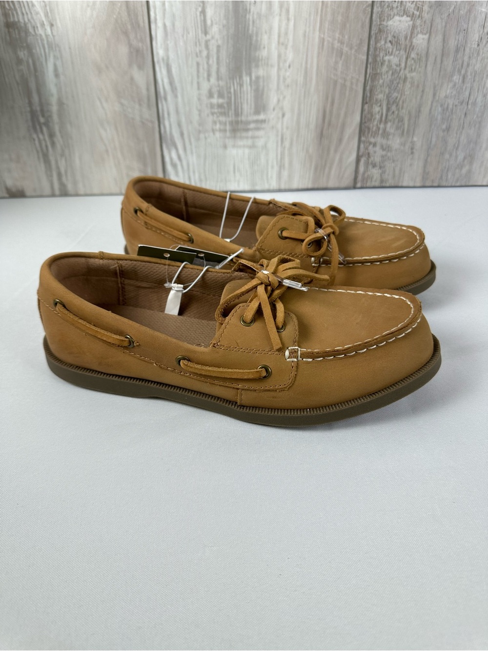 Mens Cognac Lace-Up Moc Toe Boat Shoes